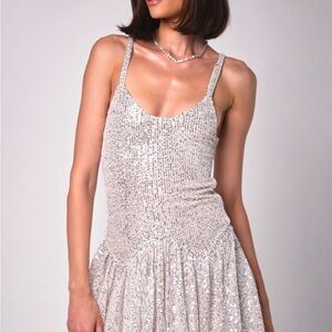 Alive NYC Silver Sequin Dress